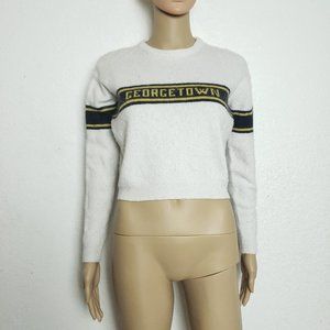 Brandy Melville White and Black Crew Neck Sweater